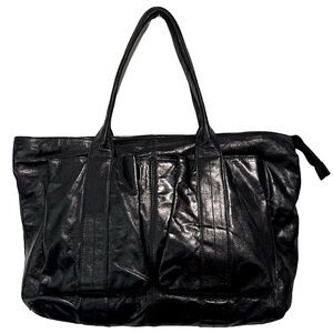 Latico Black Leather Two Handle Satchel Purse